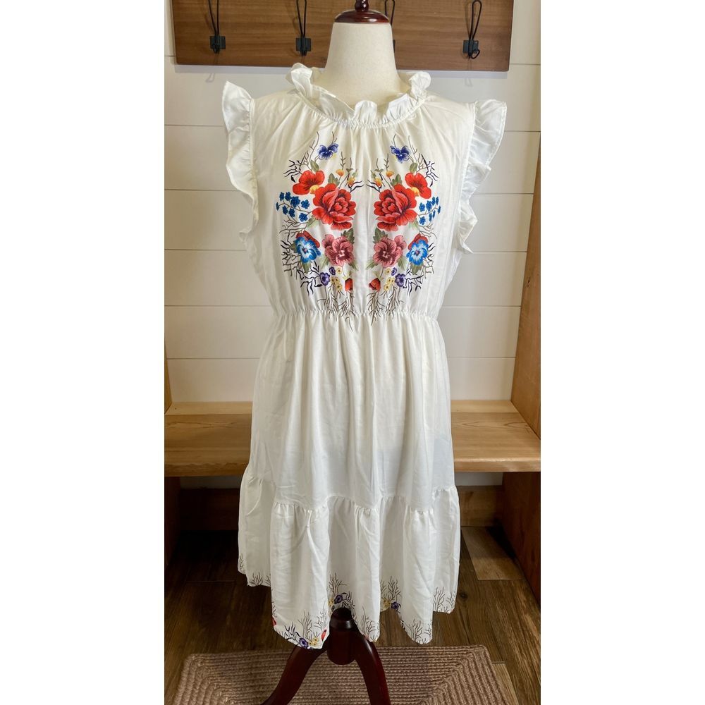 VTG Cottage Core Floral Romantic Tiered Beach Vacation Easter Sundress Sz 2x-3x